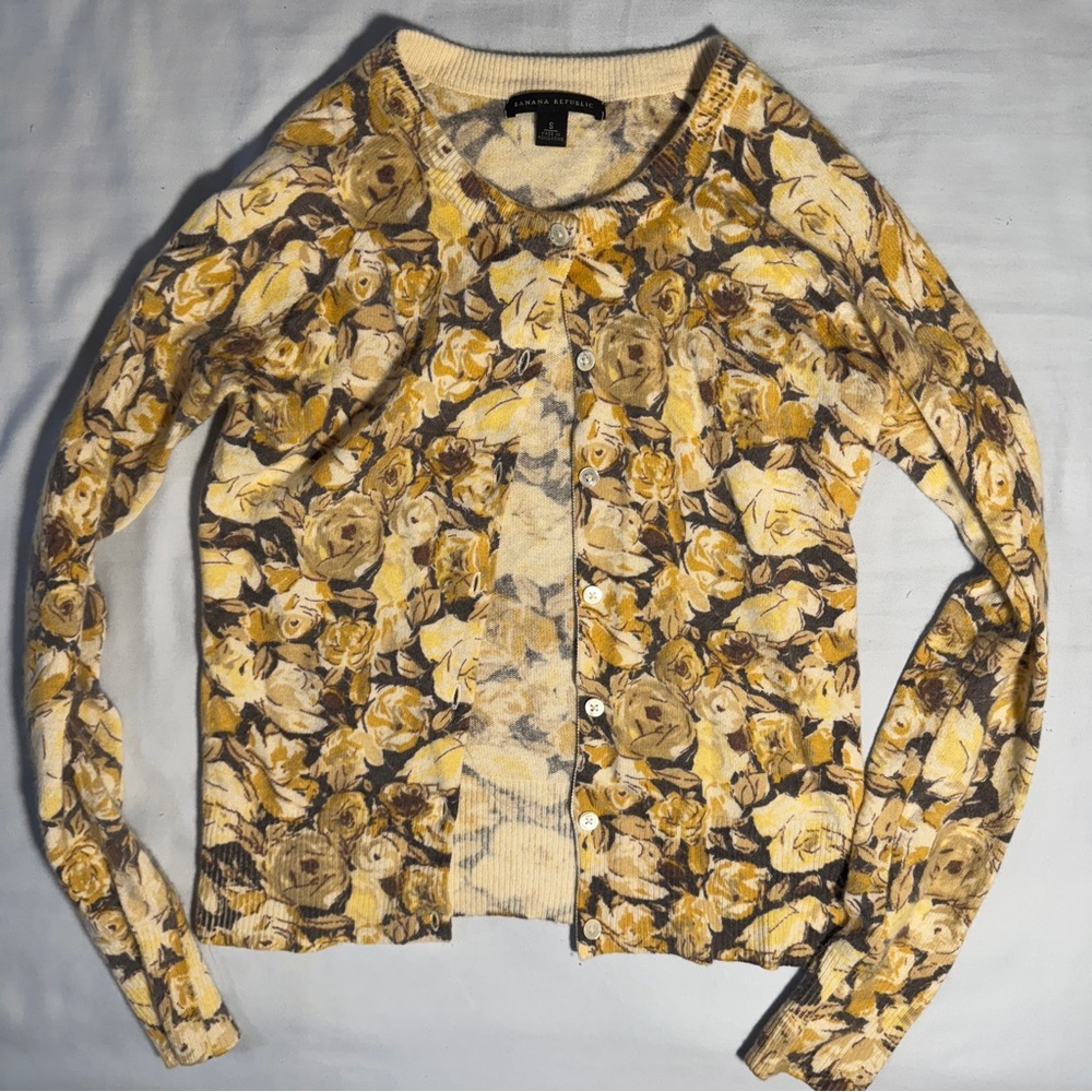 Floral Butter Yellow Cardigan